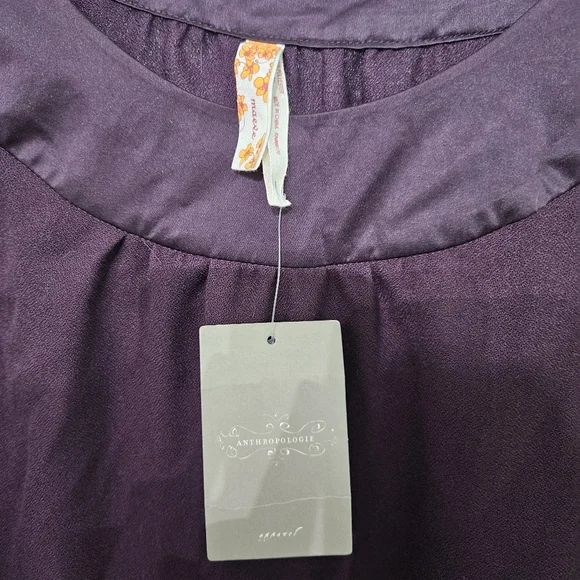 Maeve Anthropologie Plum Purple Shift Dress Bubble Sleeves w/Pockets size 8 NWT - Picture 6 of 7